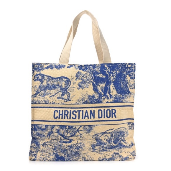 Christian Dior Blue Straw Tote Bag - Picture 1 of 1